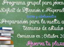 Preparación para la vuelta al cole de jóvenes con TDAH, curso 2015_16